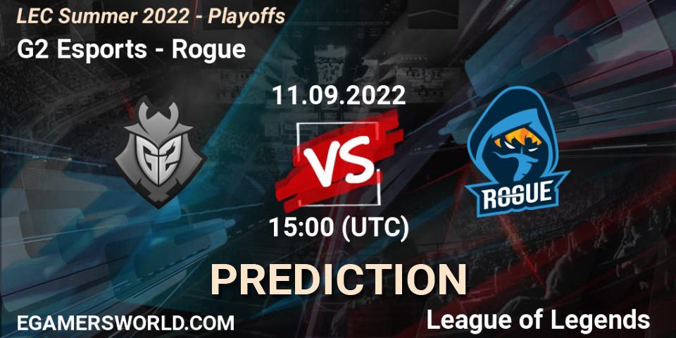 G2 Esports проти Rogue: Поради щодо ставок, прогнози на матчі. 11.09.2022 at 15:00. LoL, LEC Summer 2022 - Playoffs