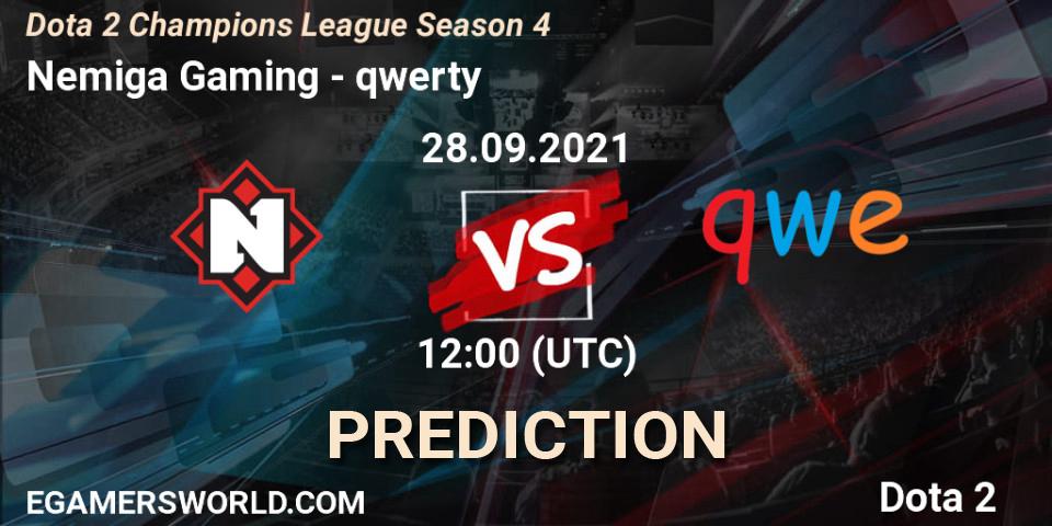 Nemiga Gaming проти qwerty: Поради щодо ставок, прогнози на матчі. 28.09.2021 at 12:01. Dota 2, Dota 2 Champions League Season 4
