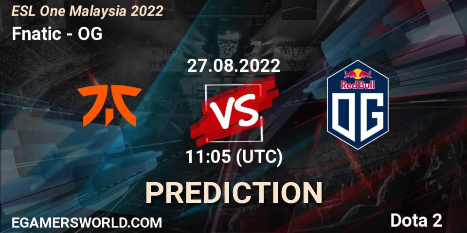 Fnatic проти OG: Поради щодо ставок, прогнози на матчі. 27.08.2022 at 11:17. Dota 2, ESL One Malaysia 2022