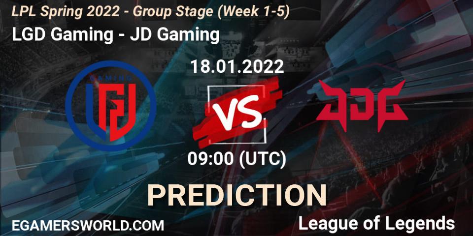LGD Gaming проти JD Gaming: Поради щодо ставок, прогнози на матчі. 18.01.2022 at 09:00. LoL, LPL Spring 2022 - Group Stage (Week 1-5)
