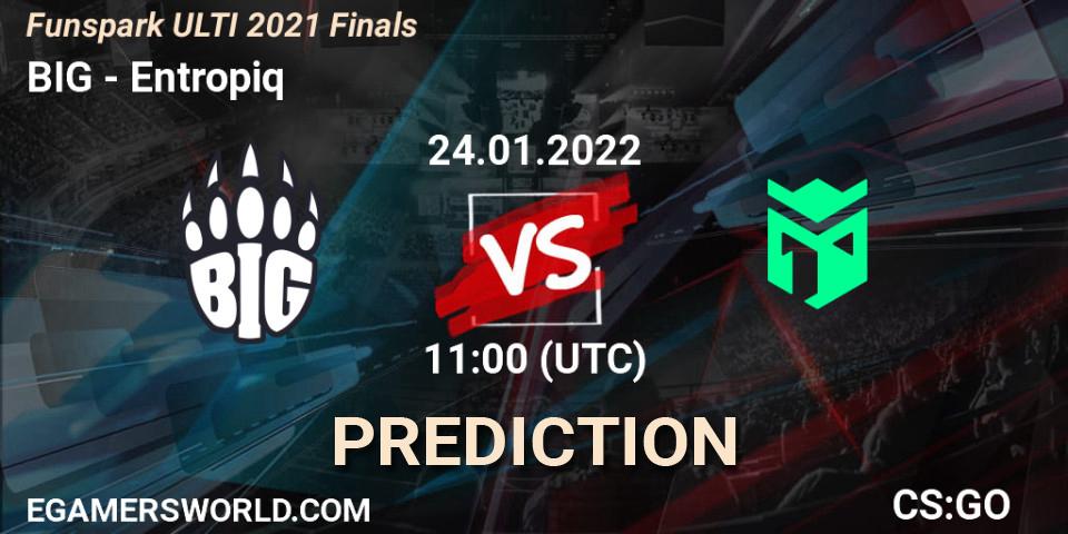 Entropiq проти BIG: Поради щодо ставок, прогнози на матчі. 24.01.2022 at 11:00. Counter-Strike (CS2), Funspark ULTI 2021 Finals