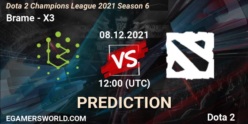 Brame проти X3: Поради щодо ставок, прогнози на матчі. 08.12.2021 at 12:24. Dota 2, Dota 2 Champions League 2021 Season 6