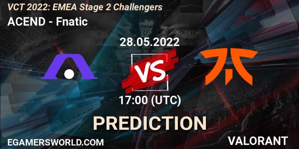 ACEND проти Fnatic: Поради щодо ставок, прогнози на матчі. 28.05.2022 at 17:05. VALORANT, VCT 2022: EMEA Stage 2 Challengers