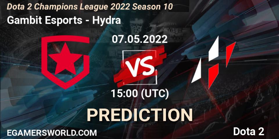Gambit Esports проти Hydra: Поради щодо ставок, прогнози на матчі. 07.05.2022 at 15:00. Dota 2, Dota 2 Champions League 2022 Season 10 