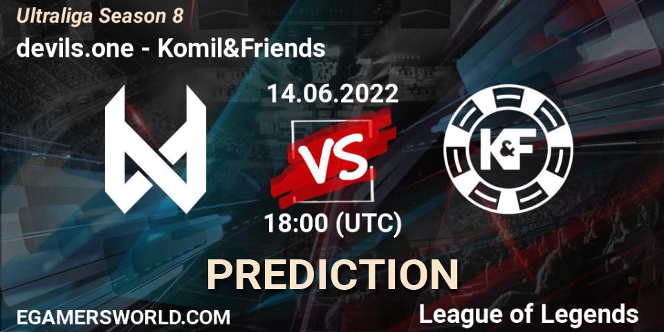 devils.one проти Komil&Friends: Поради щодо ставок, прогнози на матчі. 14.06.2022 at 18:00. LoL, Ultraliga Season 8