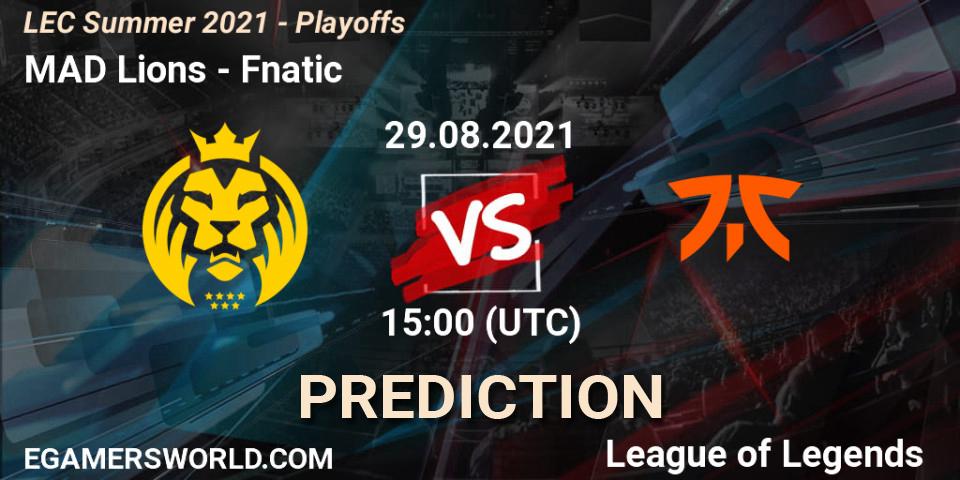 MAD Lions проти Fnatic: Поради щодо ставок, прогнози на матчі. 29.08.2021 at 15:20. LoL, LEC Summer 2021 - Playoffs
