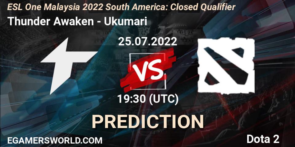 Thunder Awaken проти Ukumari: Поради щодо ставок, прогнози на матчі. 25.07.2022 at 19:32. Dota 2, ESL One Malaysia 2022 South America: Closed Qualifier