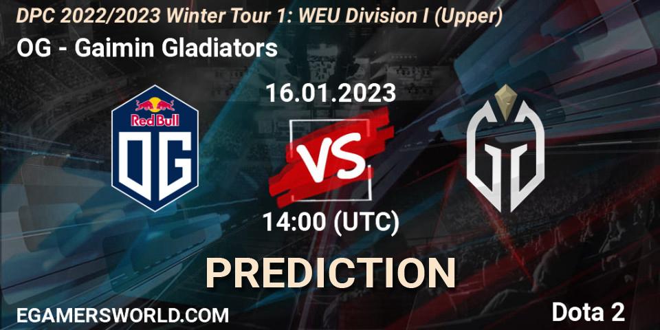 OG проти Gaimin Gladiators: Поради щодо ставок, прогнози на матчі. 16.01.2023 at 13:57. Dota 2, DPC 2022/2023 Winter Tour 1: WEU Division I (Upper)