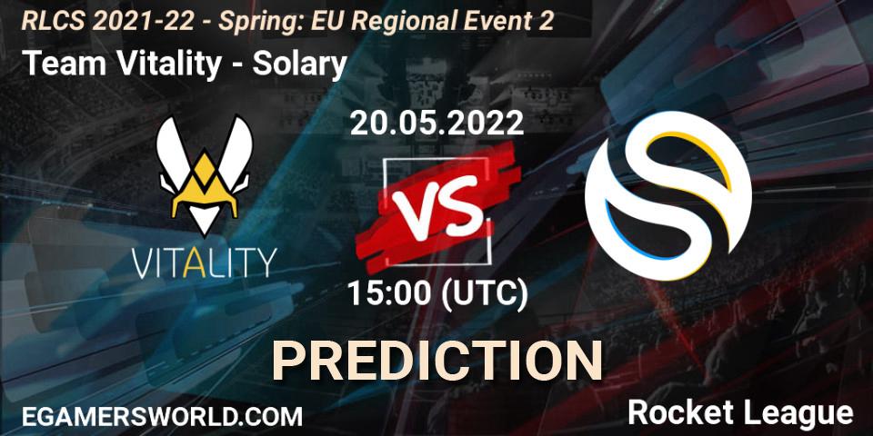 Team Vitality проти Solary: Поради щодо ставок, прогнози на матчі. 20.05.2022 at 15:00. Rocket League, RLCS 2021-22 - Spring: EU Regional Event 2