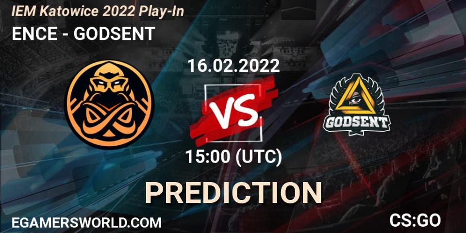 ENCE проти GODSENT: Поради щодо ставок, прогнози на матчі. 16.02.2022 at 15:00. Counter-Strike (CS2), IEM Katowice 2022 Play-In