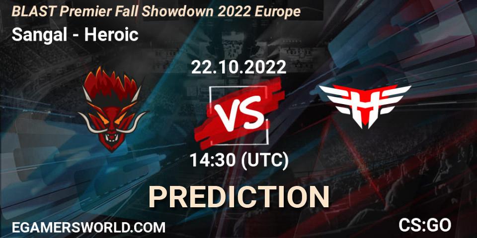 Sangal проти Heroic: Поради щодо ставок, прогнози на матчі. 22.10.2022 at 14:30. Counter-Strike (CS2), BLAST Premier Fall Showdown 2022 Europe