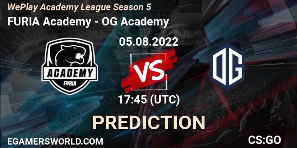 FURIA Academy проти OG Academy: Поради щодо ставок, прогнози на матчі. 05.08.2022 at 17:45. Counter-Strike (CS2), WePlay Academy League Season 5