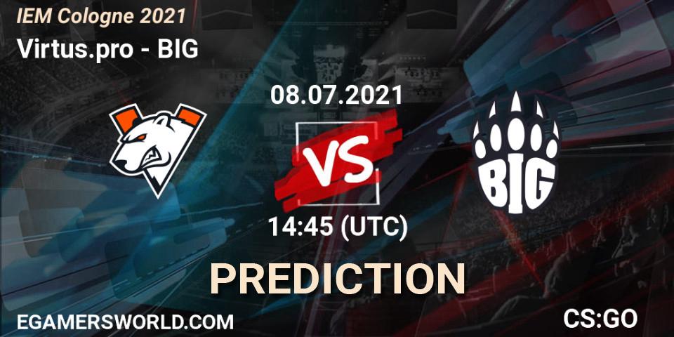 Virtus.pro проти BIG: Поради щодо ставок, прогнози на матчі. 08.07.2021 at 15:35. Counter-Strike (CS2), IEM Cologne 2021