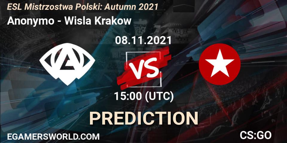 Anonymo проти Wisla Krakow: Поради щодо ставок, прогнози на матчі. 08.11.2021 at 15:00. Counter-Strike (CS2), ESL Mistrzostwa Polski: Autumn 2021