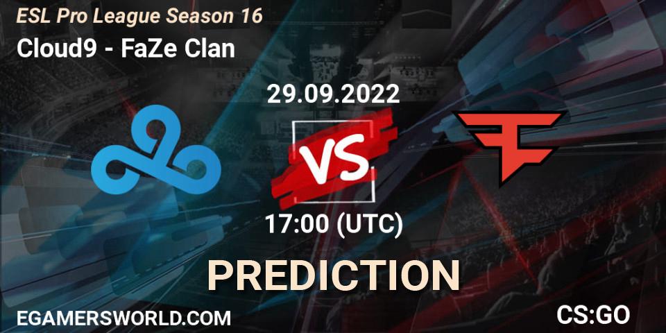 Cloud9 проти FaZe Clan: Поради щодо ставок, прогнози на матчі. 29.09.2022 at 17:00. Counter-Strike (CS2), ESL Pro League Season 16