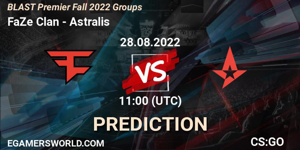 FaZe Clan проти Astralis: Поради щодо ставок, прогнози на матчі. 28.08.2022 at 11:00. Counter-Strike (CS2), BLAST Premier Fall 2022 Groups