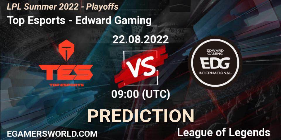 Top Esports проти Edward Gaming: Поради щодо ставок, прогнози на матчі. 22.08.2022 at 09:00. LoL, LPL Summer 2022 - Playoffs