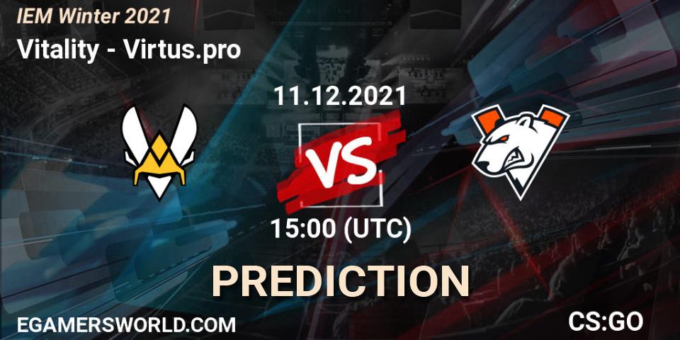 Vitality проти Virtus.pro: Поради щодо ставок, прогнози на матчі. 11.12.2021 at 15:00. Counter-Strike (CS2), IEM Winter 2021