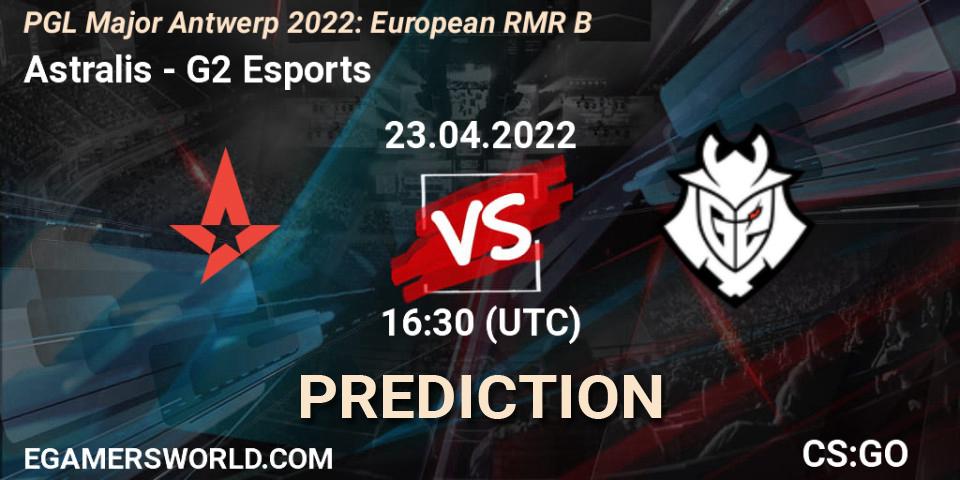 Astralis проти G2 Esports: Поради щодо ставок, прогнози на матчі. 23.04.2022 at 13:55. Counter-Strike (CS2), PGL Major Antwerp 2022: European RMR B