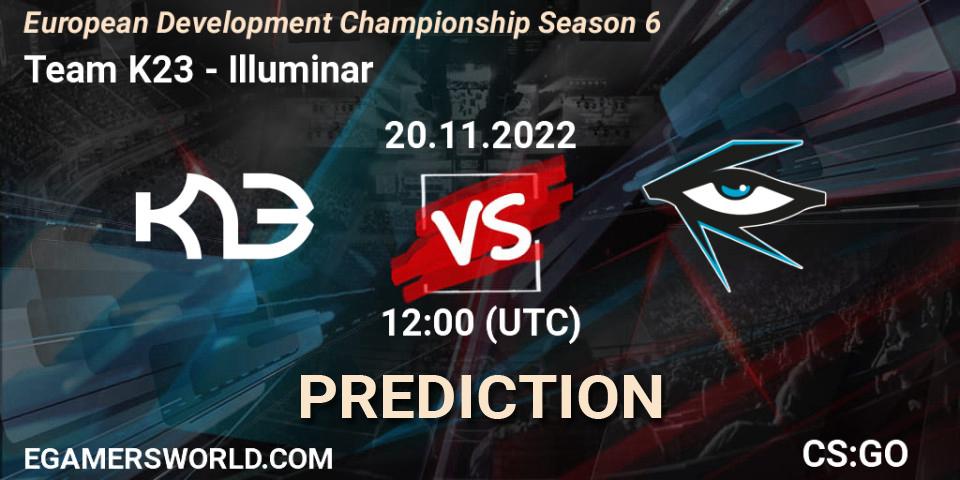 Team K23 проти Illuminar: Поради щодо ставок, прогнози на матчі. 20.11.2022 at 12:00. Counter-Strike (CS2), European Development Championship Season 6