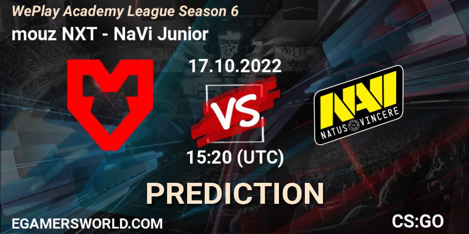 mouz NXT проти NaVi Junior: Поради щодо ставок, прогнози на матчі. 17.10.2022 at 15:00. Counter-Strike (CS2), WePlay Academy League Season 6
