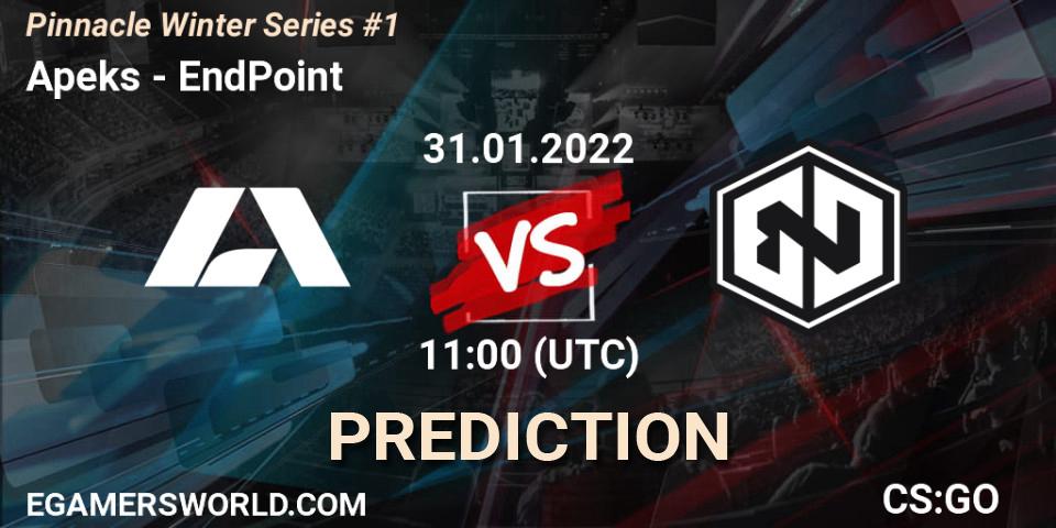 Apeks проти EndPoint: Поради щодо ставок, прогнози на матчі. 31.01.2022 at 11:00. Counter-Strike (CS2), Pinnacle Winter Series #1