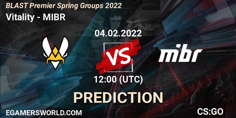 Vitality проти MIBR: Поради щодо ставок, прогнози на матчі. 04.02.2022 at 12:00. Counter-Strike (CS2), BLAST Premier Spring Groups 2022
