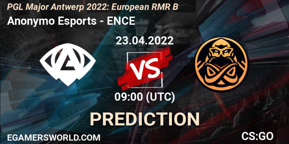 Anonymo Esports проти ENCE: Поради щодо ставок, прогнози на матчі. 23.04.2022 at 09:00. Counter-Strike (CS2), PGL Major Antwerp 2022: European RMR B