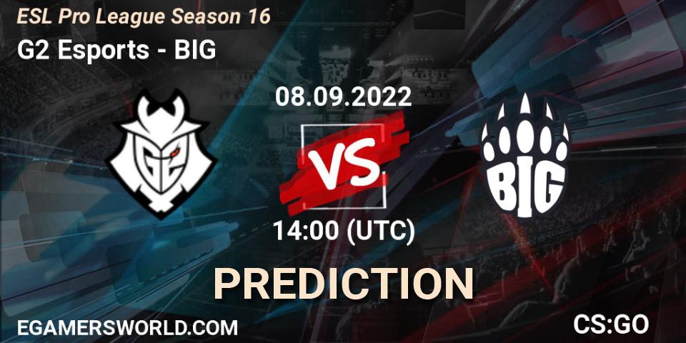 G2 Esports проти BIG: Поради щодо ставок, прогнози на матчі. 08.09.2022 at 14:00. Counter-Strike (CS2), ESL Pro League Season 16
