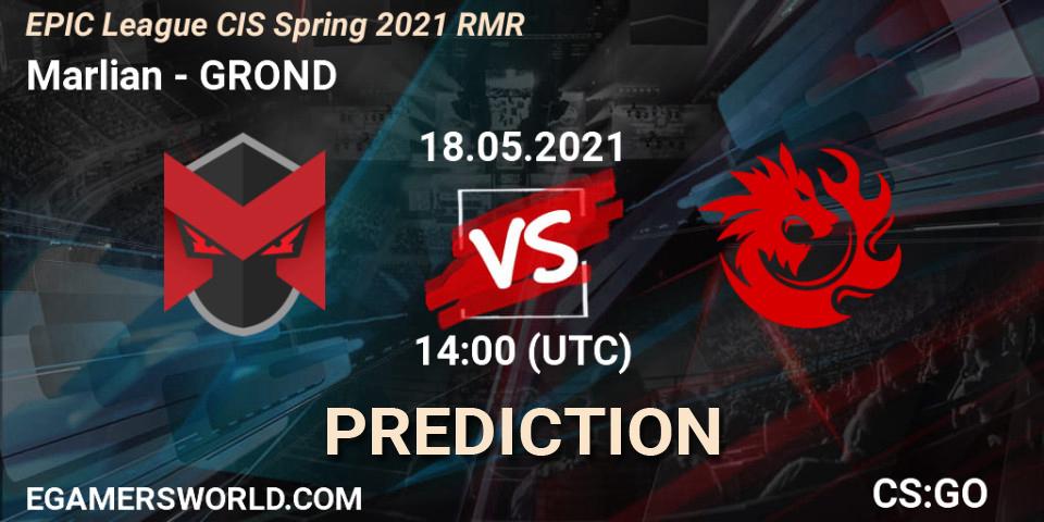 Marlian проти GROND: Поради щодо ставок, прогнози на матчі. 18.05.2021 at 14:00. Counter-Strike (CS2), EPIC League CIS Spring 2021 RMR