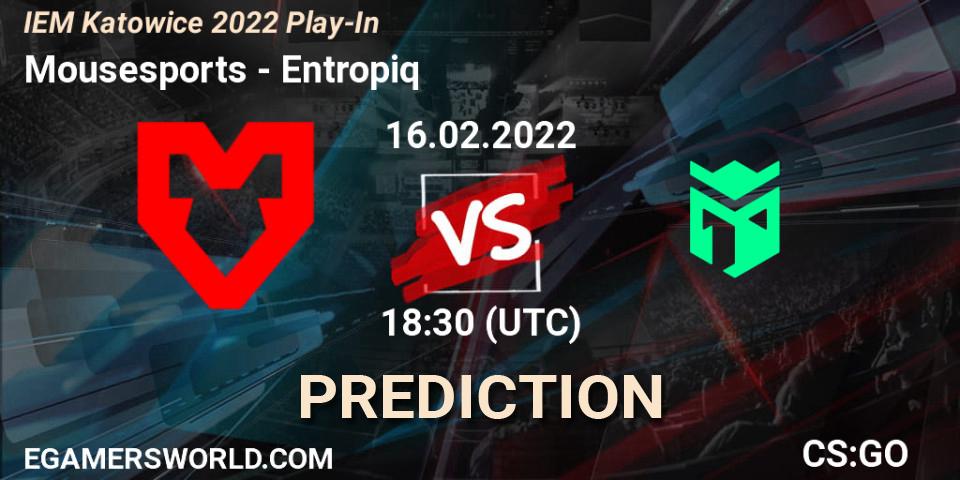 Mousesports проти Entropiq: Поради щодо ставок, прогнози на матчі. 16.02.2022 at 19:05. Counter-Strike (CS2), IEM Katowice 2022 Play-In