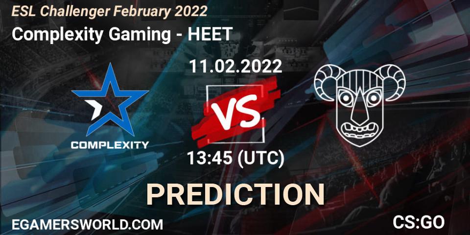Complexity Gaming проти HEET: Поради щодо ставок, прогнози на матчі. 11.02.2022 at 14:00. Counter-Strike (CS2), ESL Challenger February 2022