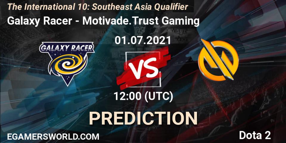 Galaxy Racer проти Motivade.Trust Gaming: Поради щодо ставок, прогнози на матчі. 01.07.2021 at 12:04. Dota 2, The International 10: Southeast Asia Qualifier