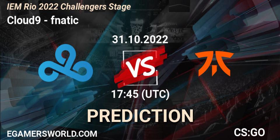 Cloud9 проти fnatic: Поради щодо ставок, прогнози на матчі. 31.10.2022 at 19:20. Counter-Strike (CS2), IEM Rio 2022 Challengers Stage