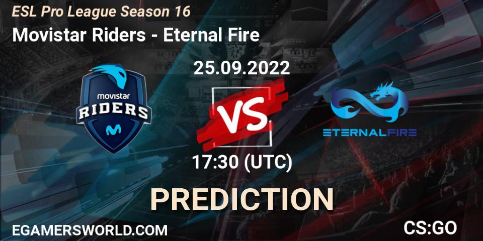 Movistar Riders проти Eternal Fire: Поради щодо ставок, прогнози на матчі. 25.09.2022 at 17:30. Counter-Strike (CS2), ESL Pro League Season 16