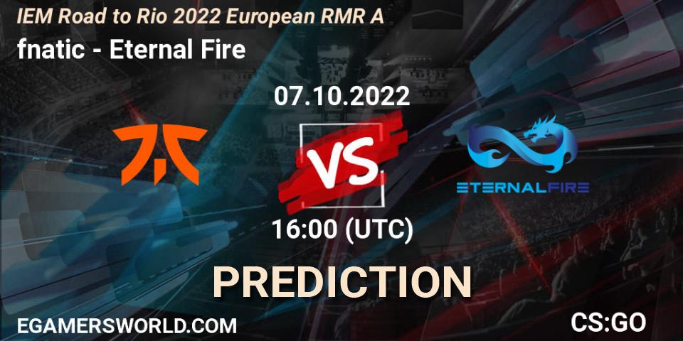 fnatic проти Eternal Fire: Поради щодо ставок, прогнози на матчі. 07.10.2022 at 16:00. Counter-Strike (CS2), IEM Road to Rio 2022 European RMR A