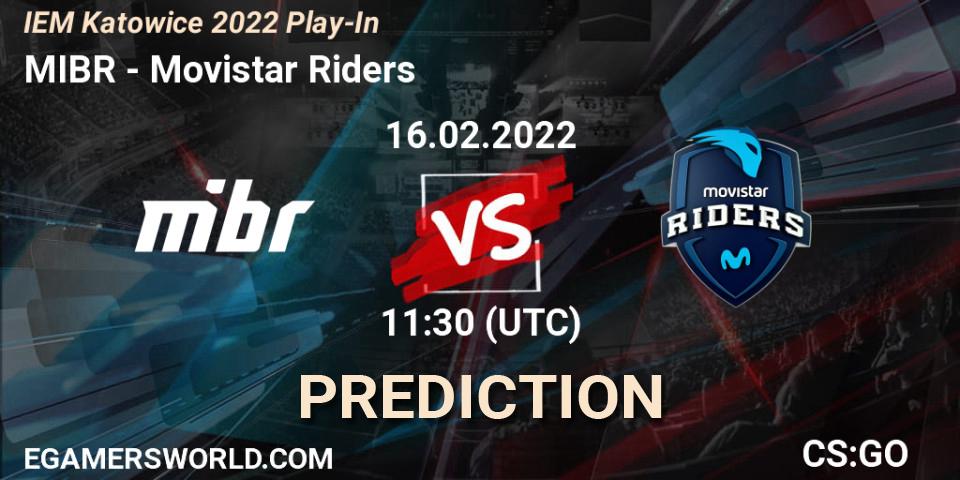 MIBR проти Movistar Riders: Поради щодо ставок, прогнози на матчі. 16.02.2022 at 11:30. Counter-Strike (CS2), IEM Katowice 2022 Play-In