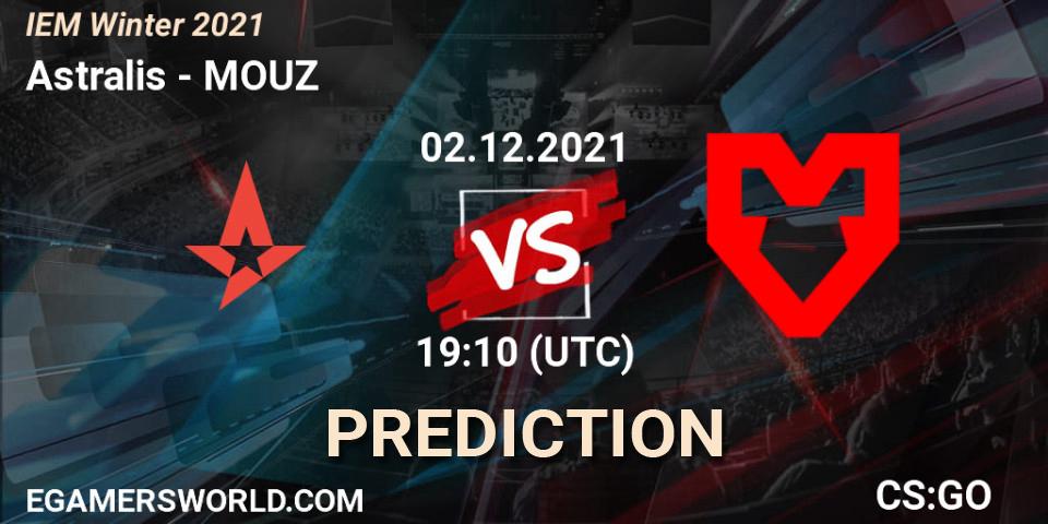 Astralis проти MOUZ: Поради щодо ставок, прогнози на матчі. 02.12.2021 at 18:20. Counter-Strike (CS2), IEM Winter 2021