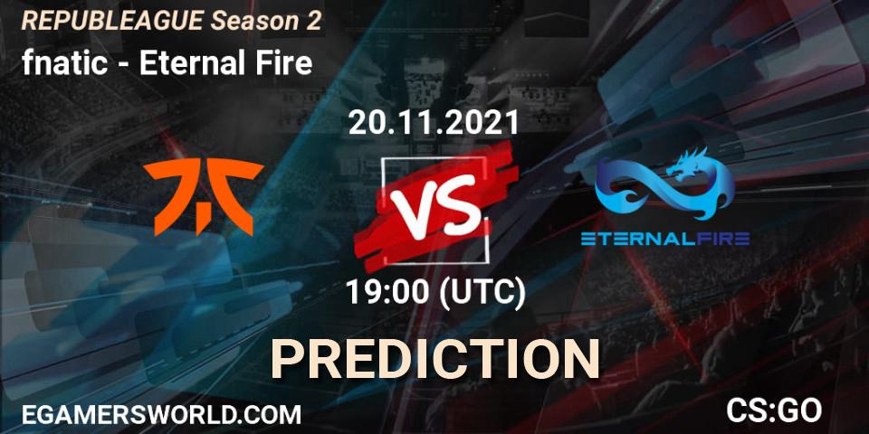 fnatic проти Eternal Fire: Поради щодо ставок, прогнози на матчі. 20.11.2021 at 19:00. Counter-Strike (CS2), REPUBLEAGUE Season 2