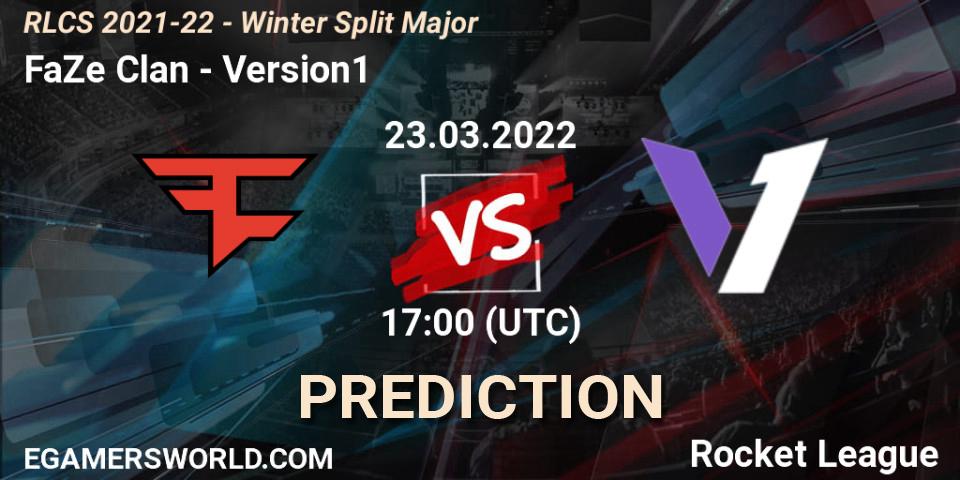 FaZe Clan проти Version1: Поради щодо ставок, прогнози на матчі. 23.03.2022 at 17:00. Rocket League, RLCS 2021-22 - Winter Split Major