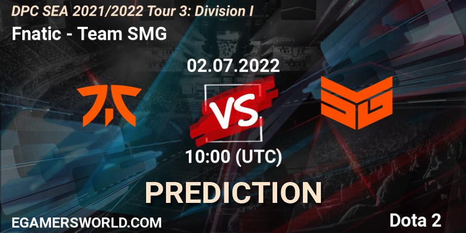 Fnatic проти Team SMG: Поради щодо ставок, прогнози на матчі. 02.07.2022 at 10:00. Dota 2, DPC SEA 2021/2022 Tour 3: Division I