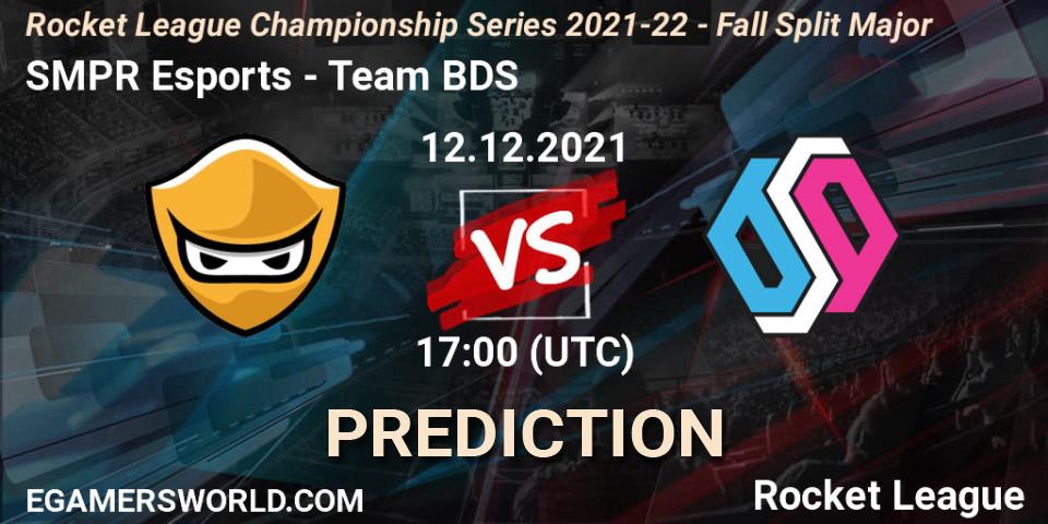 SMPR Esports проти Team BDS: Поради щодо ставок, прогнози на матчі. 12.12.2021 at 16:00. Rocket League, RLCS 2021-22 - Fall Split Major