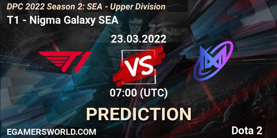 T1 проти Nigma Galaxy SEA: Поради щодо ставок, прогнози на матчі. 23.03.2022 at 07:16. Dota 2, DPC 2021/2022 Tour 2 (Season 2): SEA Division I (Upper)