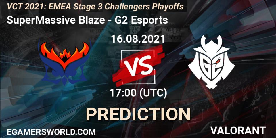 SuperMassive Blaze проти G2 Esports: Поради щодо ставок, прогнози на матчі. 16.08.2021 at 18:15. VALORANT, VCT 2021: EMEA Stage 3 Challengers Playoffs
