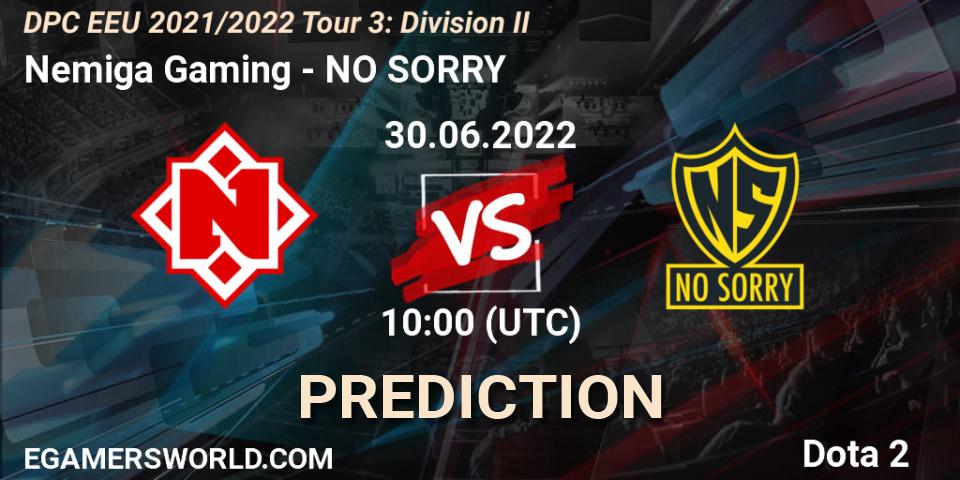 Nemiga Gaming проти NO SORRY: Поради щодо ставок, прогнози на матчі. 30.06.2022 at 10:00. Dota 2, DPC EEU 2021/2022 Tour 3: Division II