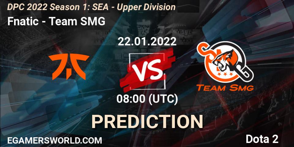 Fnatic проти Team SMG: Поради щодо ставок, прогнози на матчі. 22.01.2022 at 09:37. Dota 2, DPC 2022 Season 1: SEA - Upper Division