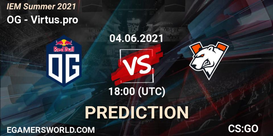 OG проти Virtus.pro: Поради щодо ставок, прогнози на матчі. 04.06.2021 at 18:45. Counter-Strike (CS2), IEM Summer 2021