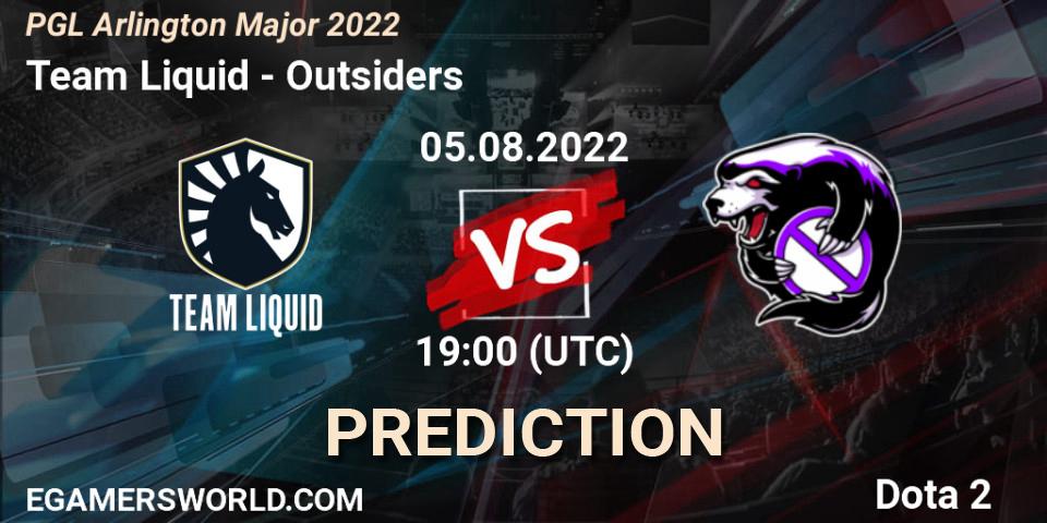 Team Liquid проти Outsiders: Поради щодо ставок, прогнози на матчі. 05.08.2022 at 19:29. Dota 2, PGL Arlington Major 2022 - Group Stage