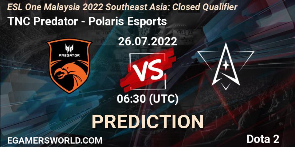 TNC Predator проти Polaris Esports: Поради щодо ставок, прогнози на матчі. 26.07.2022 at 06:31. Dota 2, ESL One Malaysia 2022 Southeast Asia: Closed Qualifier