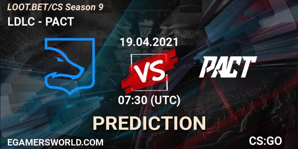 LDLC проти PACT: Поради щодо ставок, прогнози на матчі. 19.04.2021 at 07:30. Counter-Strike (CS2), LOOT.BET/CS Season 9